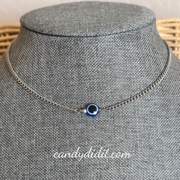 NWT Handmade Candy Did It! Dark Blue Eye Of Protection Necklace - Picture 1 of 4